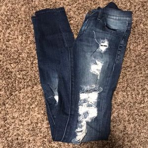 Dark Wash Destructive Skinny Jeans